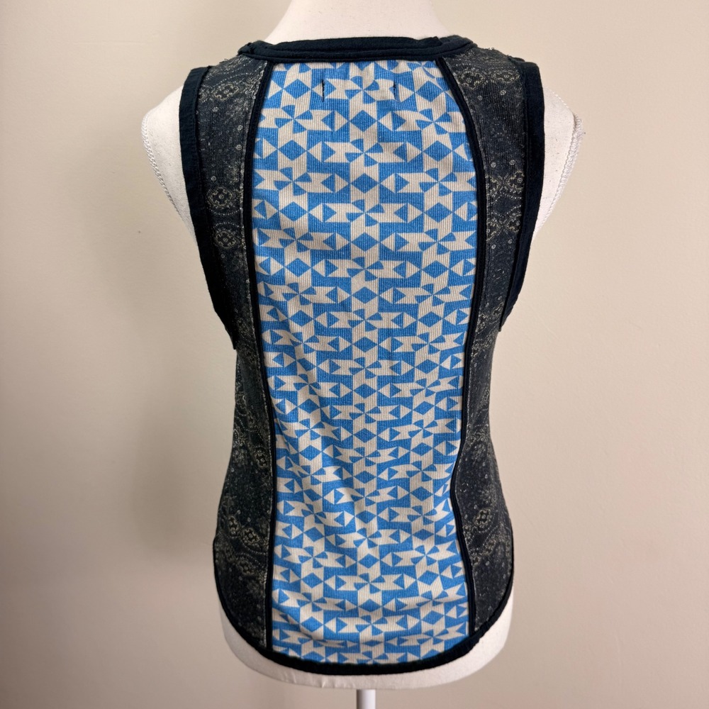 Free People We The Free Too Hot To Handle Tank Top Blue Geometric Paisley Medium - Picture 4 of 7